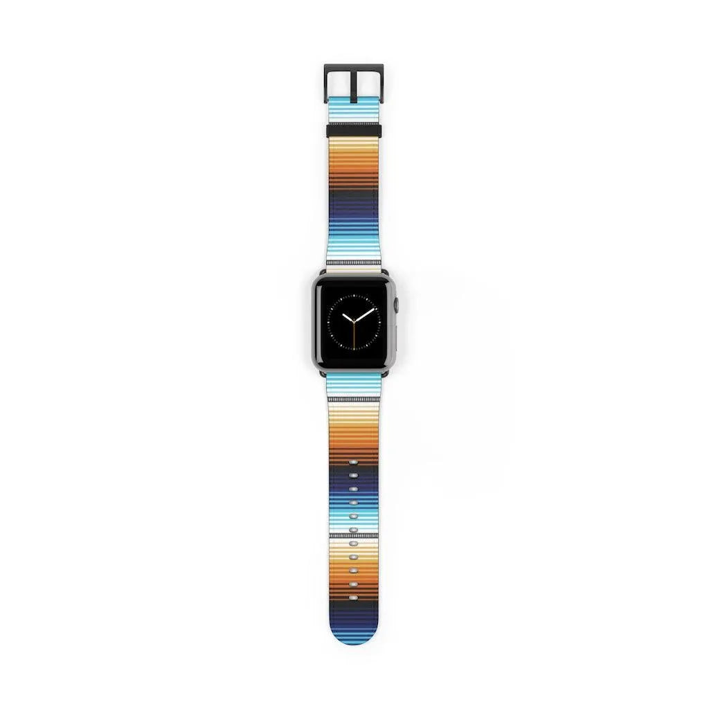 Mexican Blue-Orange Serape Watch Band - The Global Wanderer