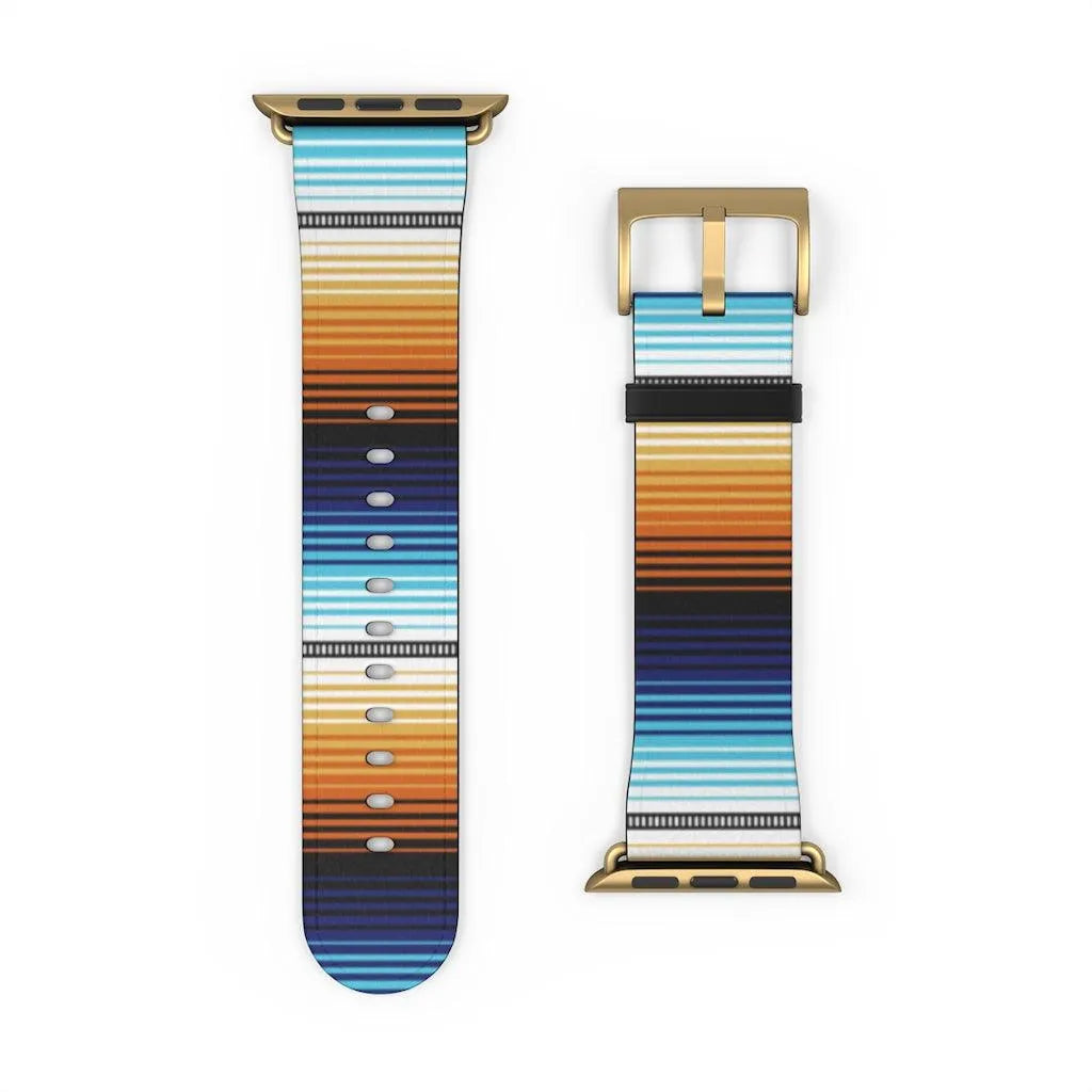 Mexican Blue-Orange Serape Watch Band - The Global Wanderer