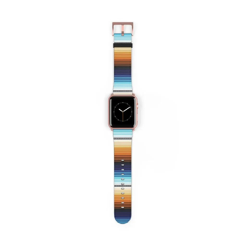 Mexican Blue-Orange Serape Watch Band - The Global Wanderer