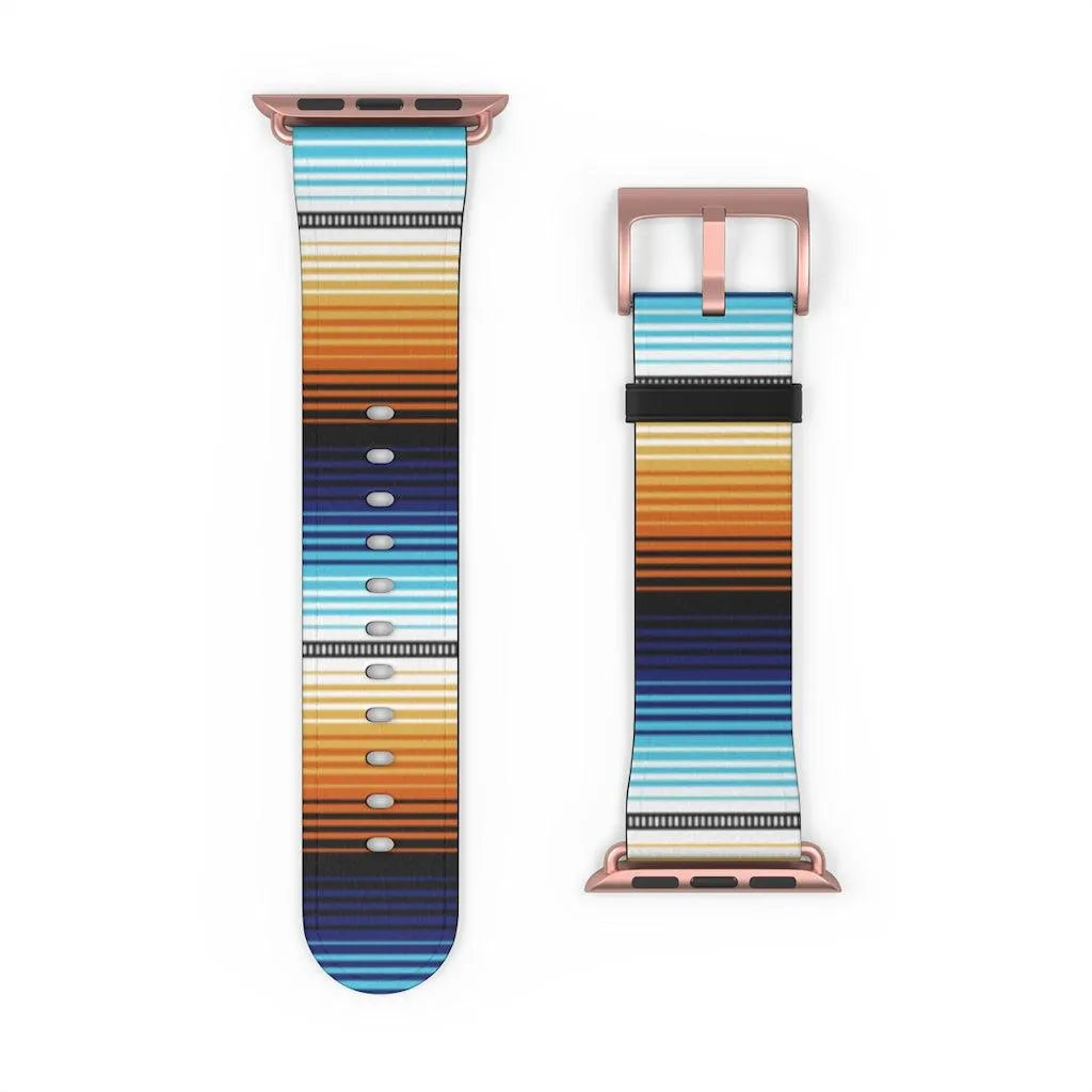 Mexican Blue-Orange Serape Watch Band - The Global Wanderer