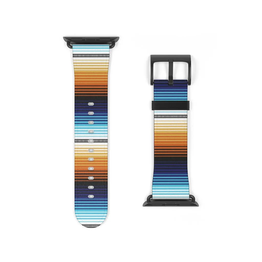 Mexican Blue-Orange Serape Watch Band - The Global Wanderer