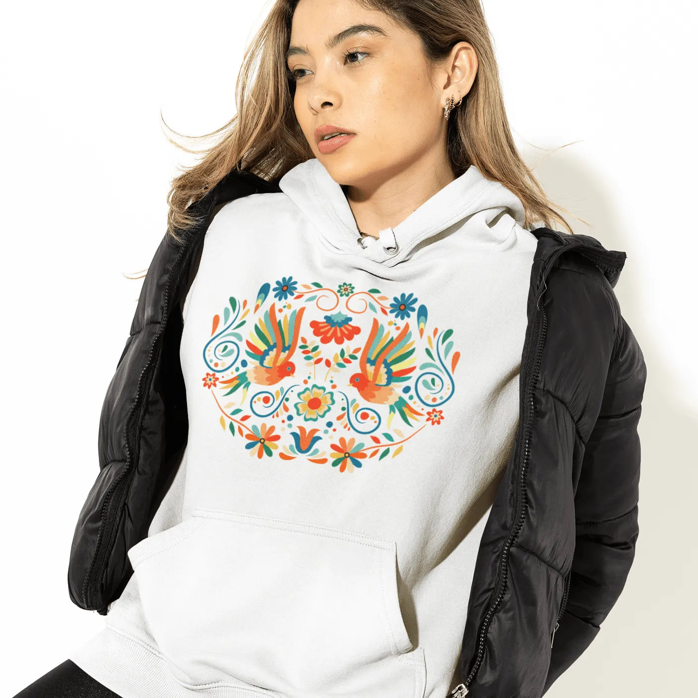 Mexican Otomi Print Hoodie - The Global Wanderer