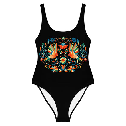 Mexican Otomi Print One-Piece Swimsuit - The Global Wanderer