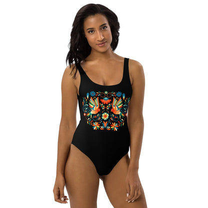 Mexican Otomi Print One-Piece Swimsuit - The Global Wanderer