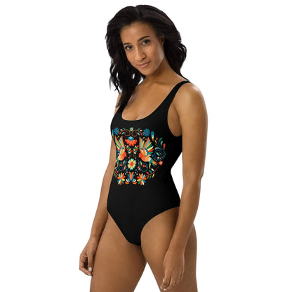 Mexican Otomi Print One-Piece Swimsuit - The Global Wanderer