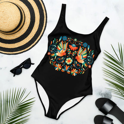 Mexican Otomi Print One-Piece Swimsuit - The Global Wanderer