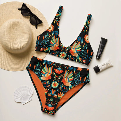 Mexican Otomi Recycled high-waisted Bikini - The Global Wanderer