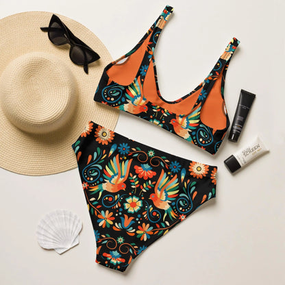 Mexican Otomi Recycled high-waisted Bikini - The Global Wanderer