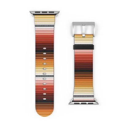 Mexican Red-Orange Serape Watch Band - The Global Wanderer