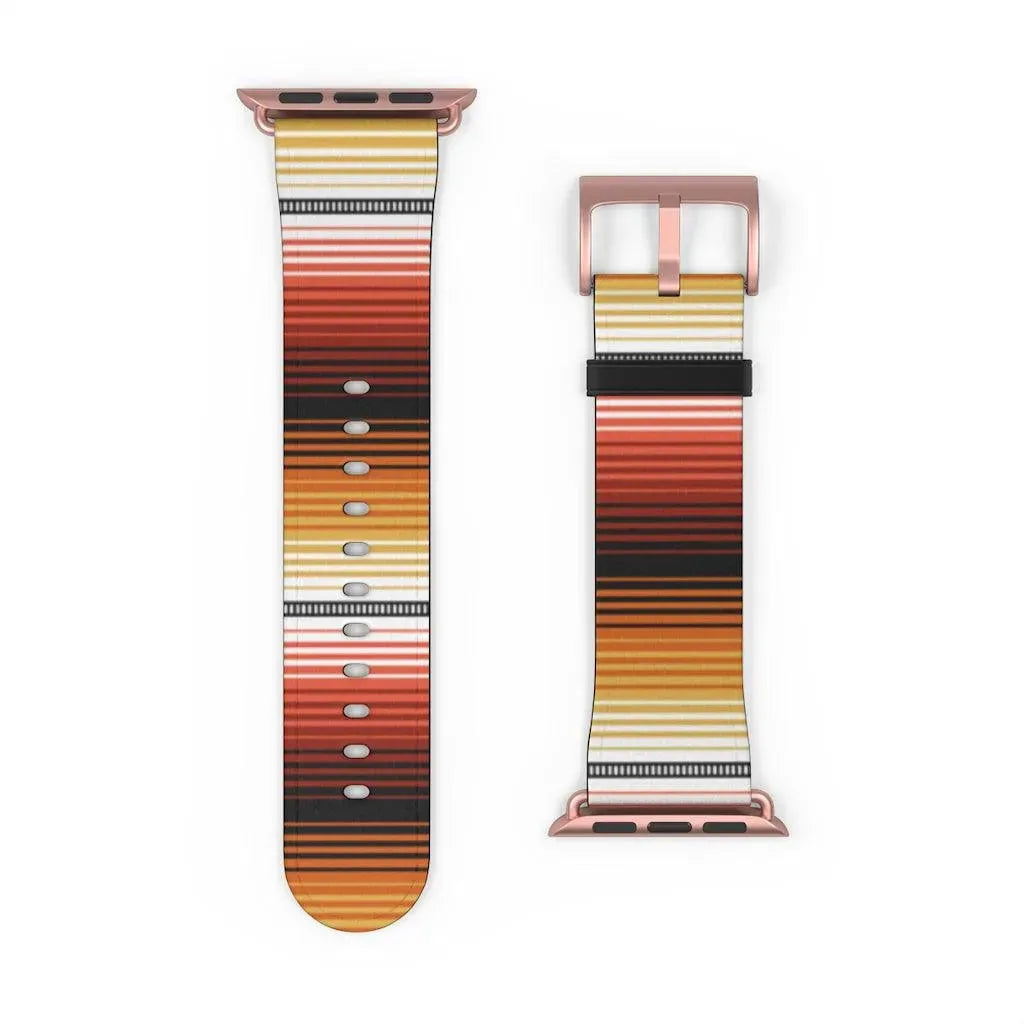 Mexican Red-Orange Serape Watch Band - The Global Wanderer