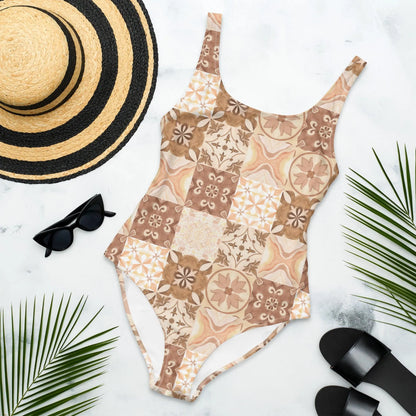 Moroccan Desert Tile One-Piece Swimsuit - The Global Wanderer