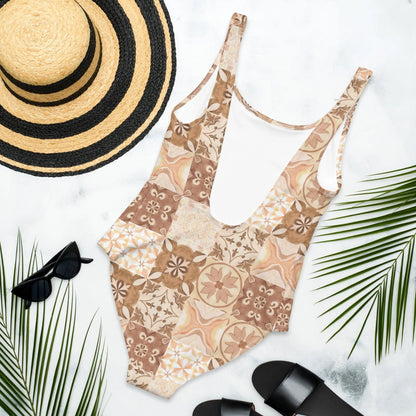 Moroccan Desert Tile One-Piece Swimsuit - The Global Wanderer