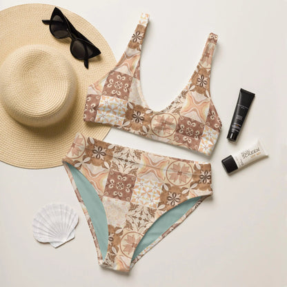 Moroccan Desert Tile Recycled High-Waisted Bikini - The Global Wanderer