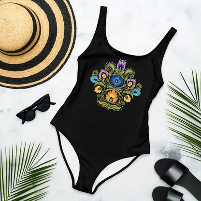 Polish Wycinanki Print One-Piece Swimsuit - The Global Wanderer