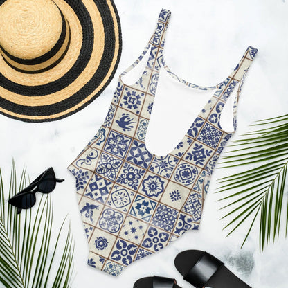 Portuguese Tile One-Piece Swimsuit - The Global Wanderer