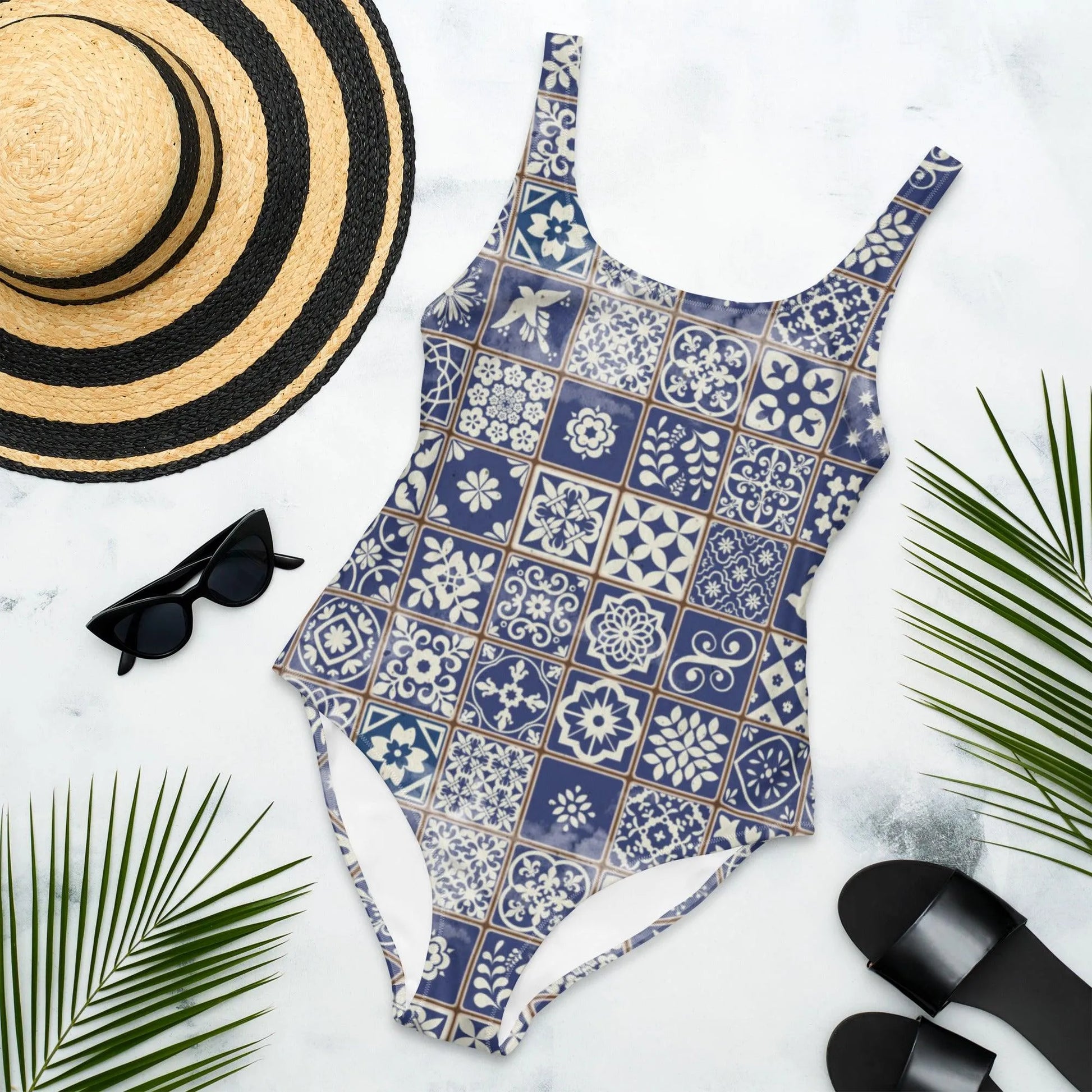 Portuguese Tile One-Piece Swimsuit - The Global Wanderer