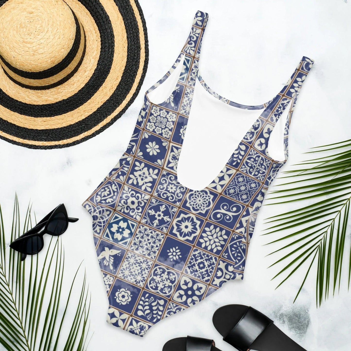 Portuguese Tile One-Piece Swimsuit - The Global Wanderer