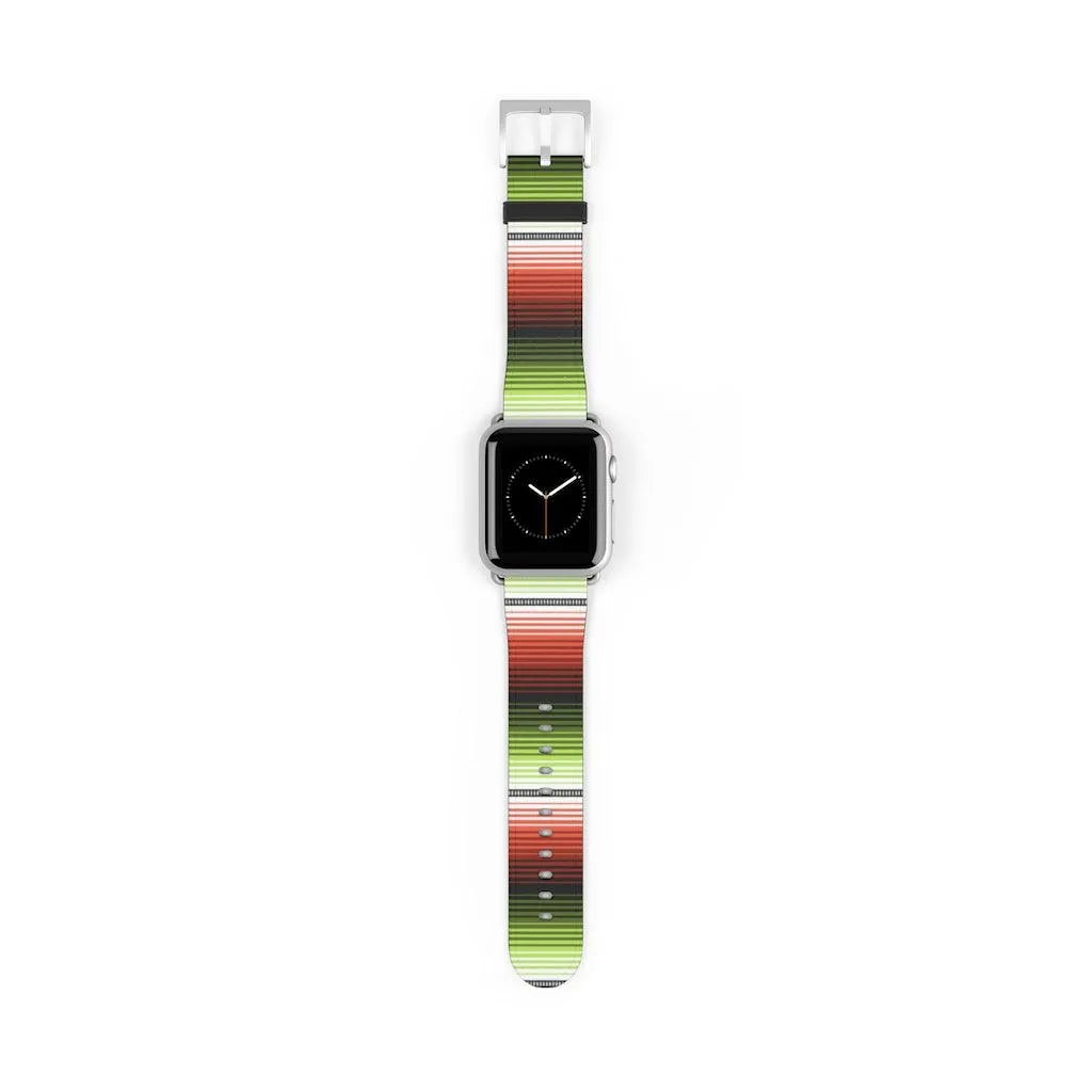 Red-Green Mexican Serape Watch Band - The Global Wanderer