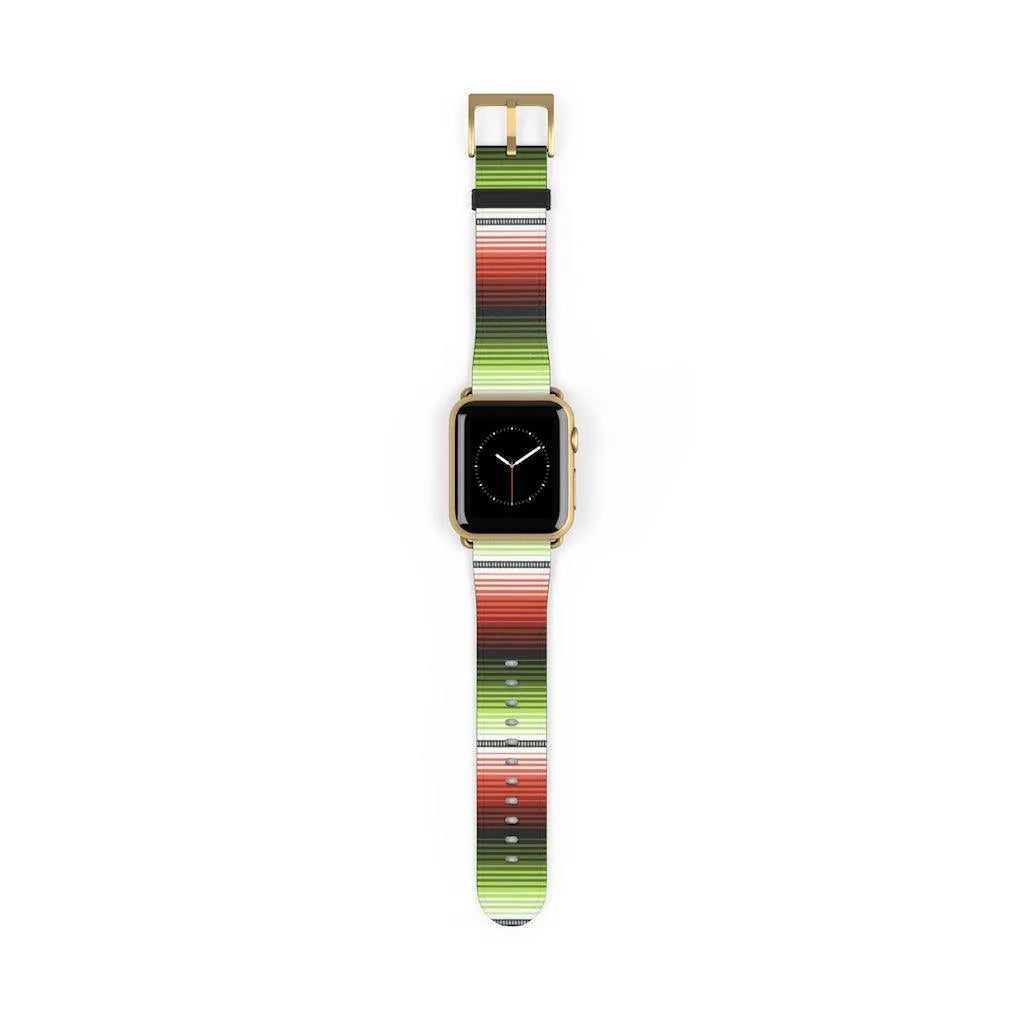 Red-Green Mexican  Serape Watch Band - The Global Wanderer