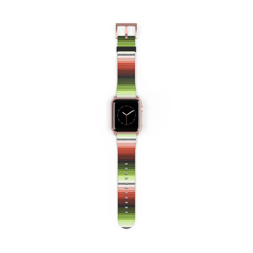 Red-Green Mexican  Serape Watch Band - The Global Wanderer