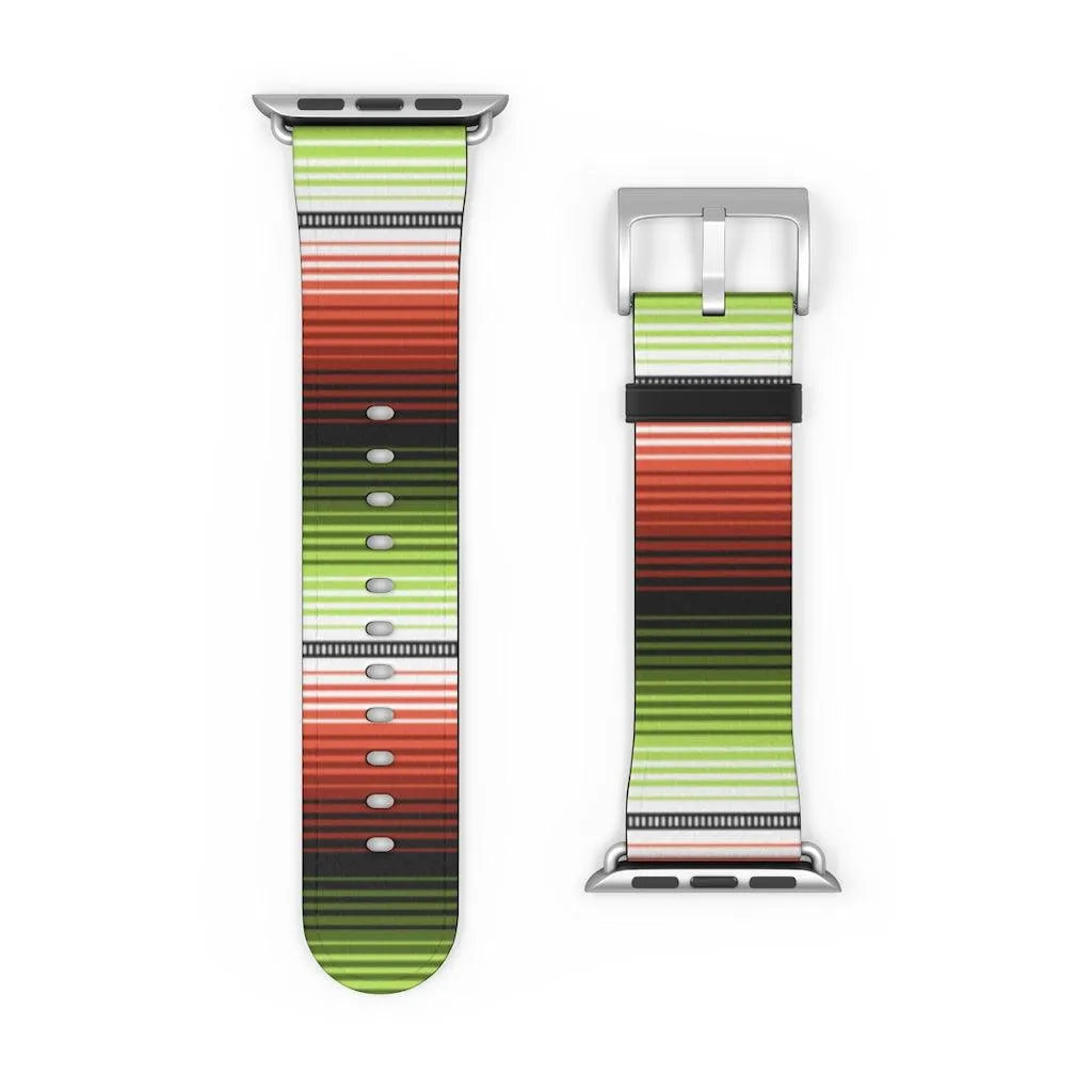 Red-Green Mexican  Serape Watch Band - The Global Wanderer