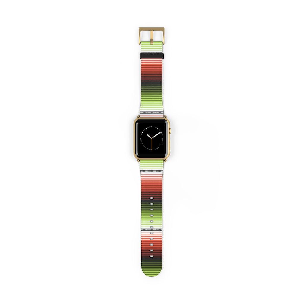Red-Green Mexican  Serape Watch Band - The Global Wanderer