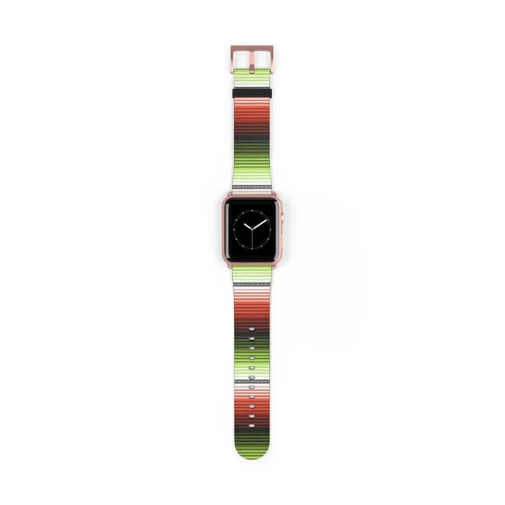 Red-Green Mexican  Serape Watch Band - The Global Wanderer