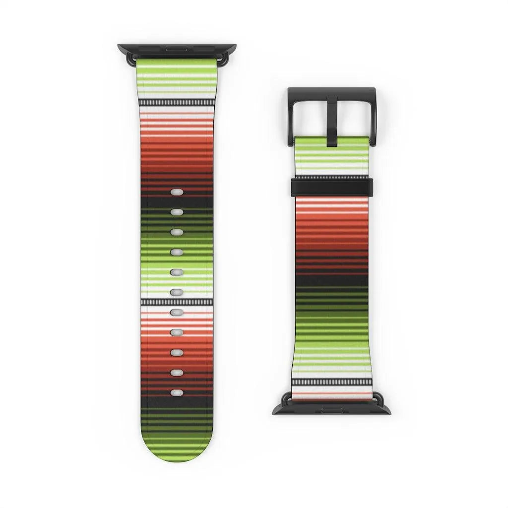 Red-Green Mexican  Serape Watch Band - The Global Wanderer