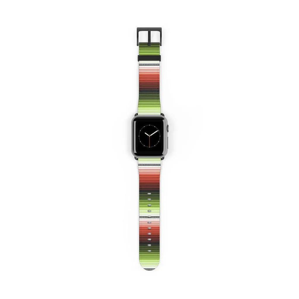 Red-Green Mexican Serape Watch Band - The Global Wanderer