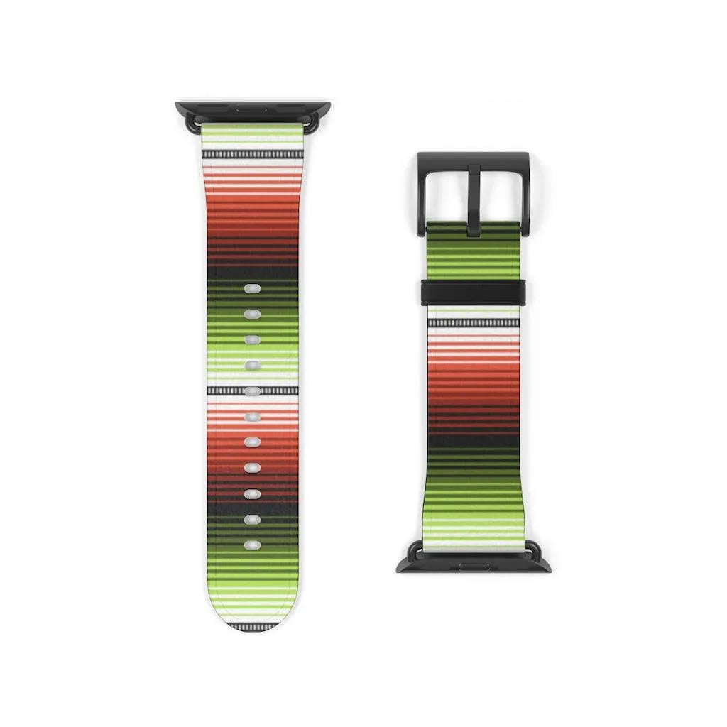 Red-Green Mexican Serape Watch Band - The Global Wanderer