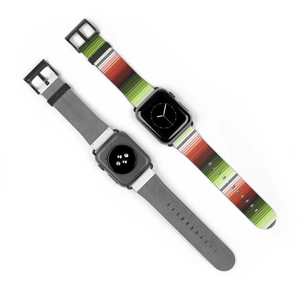 Red-Green Mexican  Serape Watch Band - The Global Wanderer