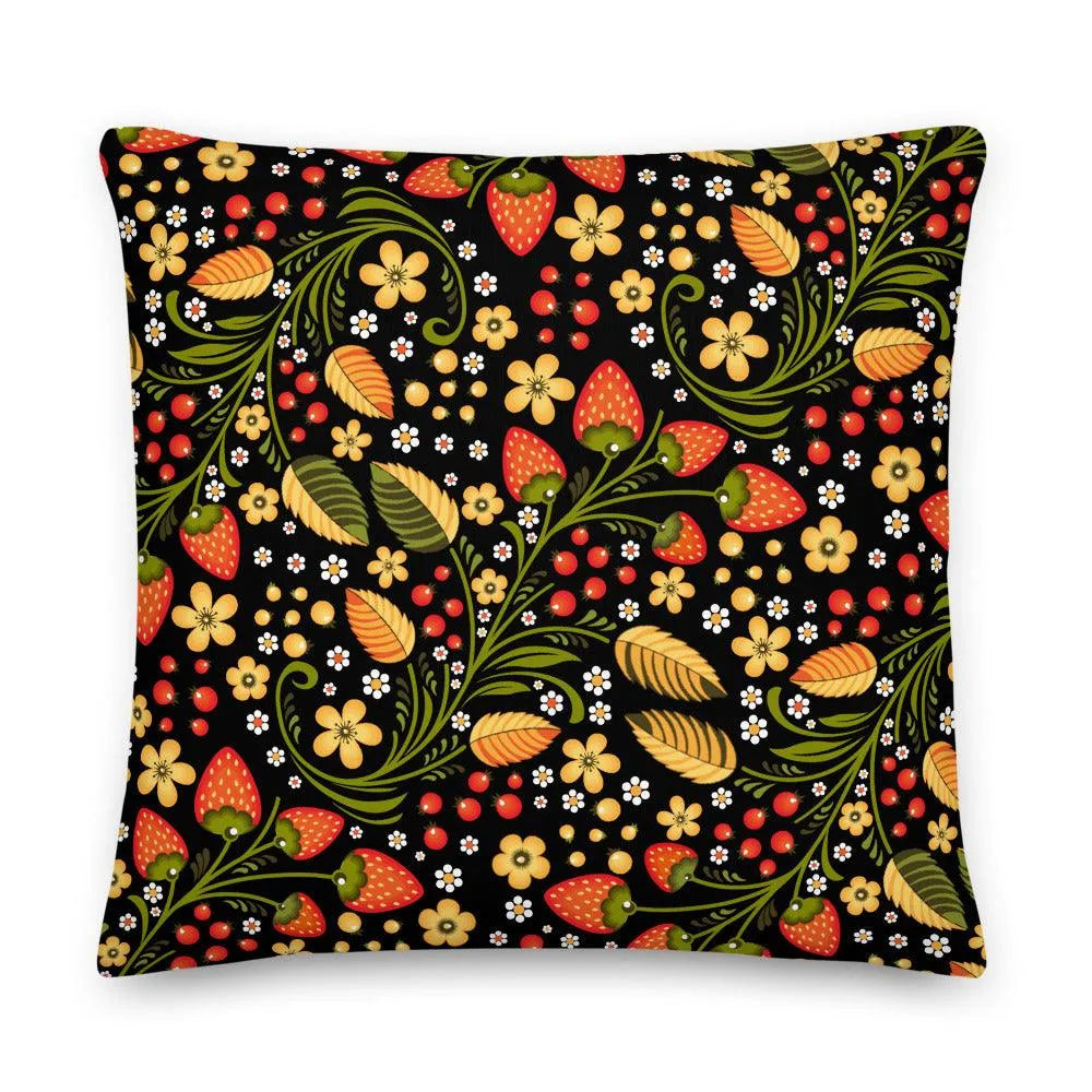 Russian Khokhloma Strawberry Pillow - The Global Wanderer