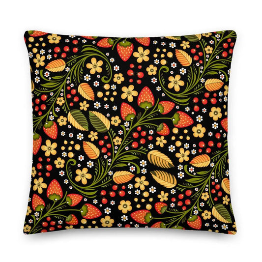 Russian Khokhloma Strawberry Pillow - The Global Wanderer