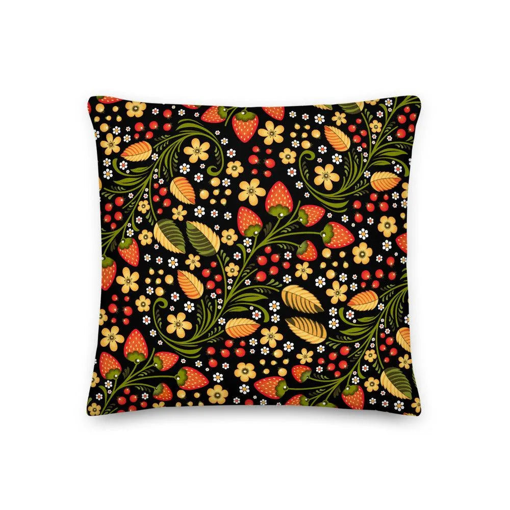 Russian Khokhloma Strawberry Pillow - The Global Wanderer