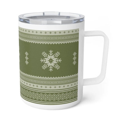 Scandinavian Christmas Dark Green Insulated Coffee Mug - The Global Wanderer