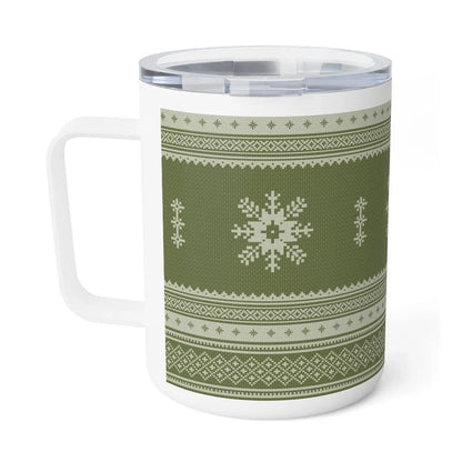 Scandinavian Christmas Dark Green Insulated Coffee Mug - The Global Wanderer