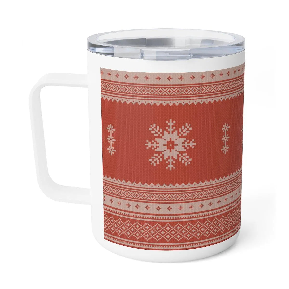 Scandinavian Christmas Dark Red Insulated Coffee Mug - The Global Wanderer