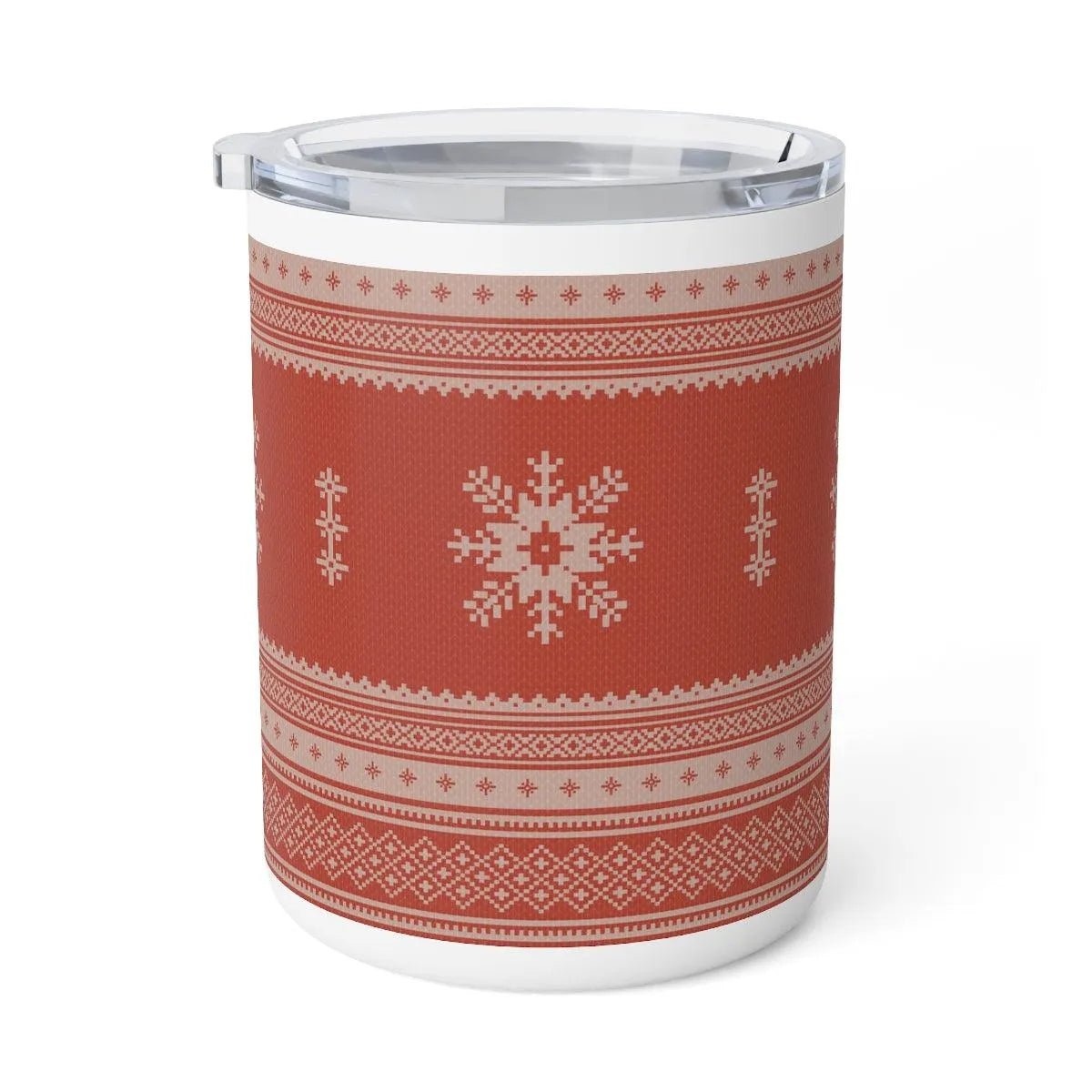 Scandinavian Christmas Dark Red Insulated Coffee Mug - The Global Wanderer