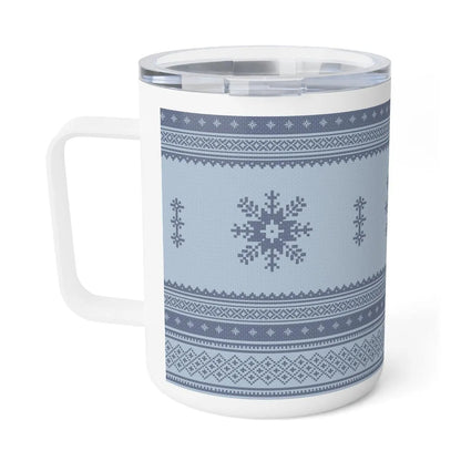 Scandinavian Christmas Light Blue Insulated Coffee Mug - The Global Wanderer