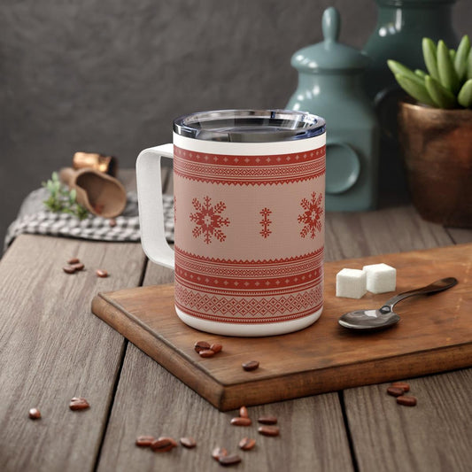 Scandinavian Christmas Light Red Insulated Coffee Mug - The Global Wanderer