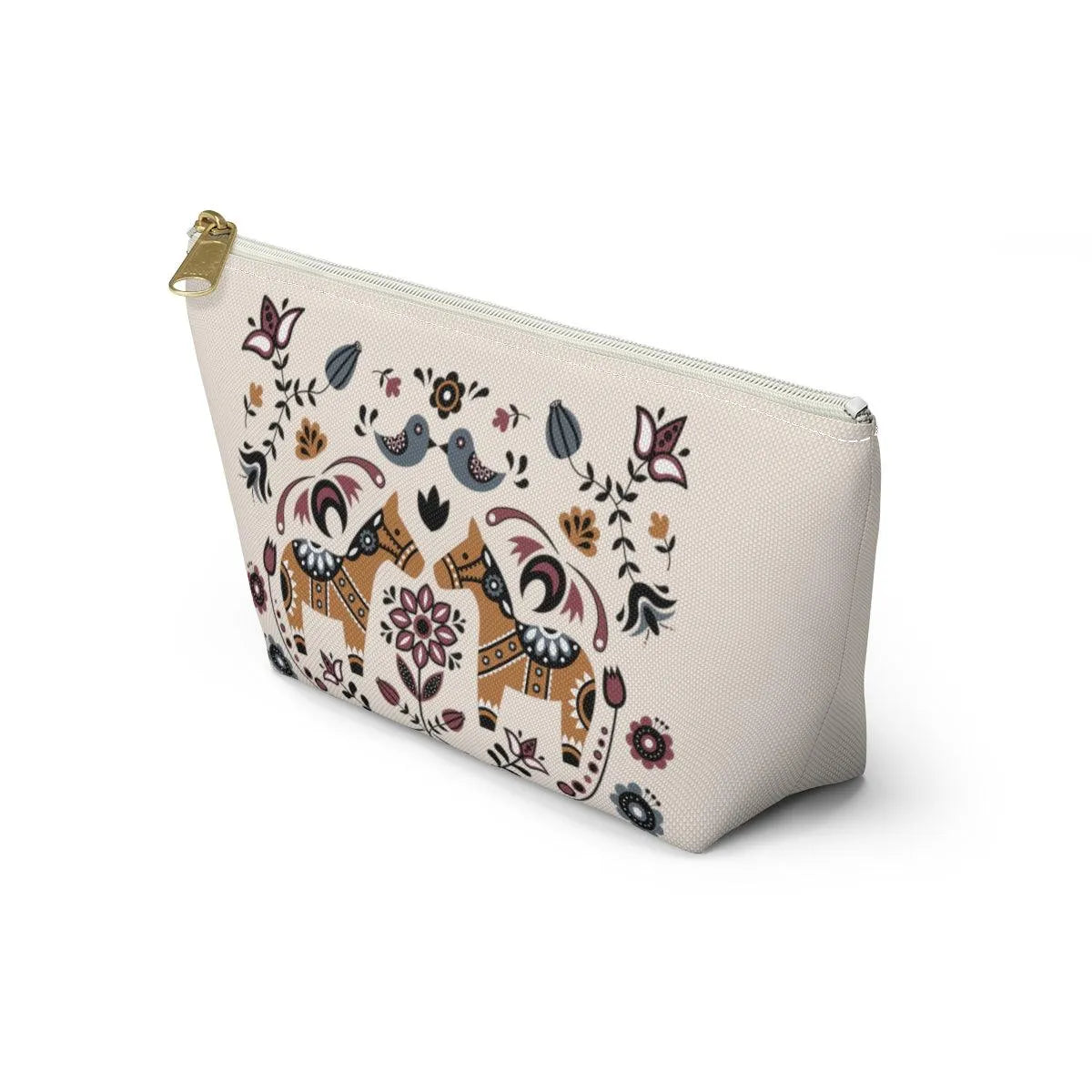 Swedish Dala Horse Beige Pouch - The Global Wanderer