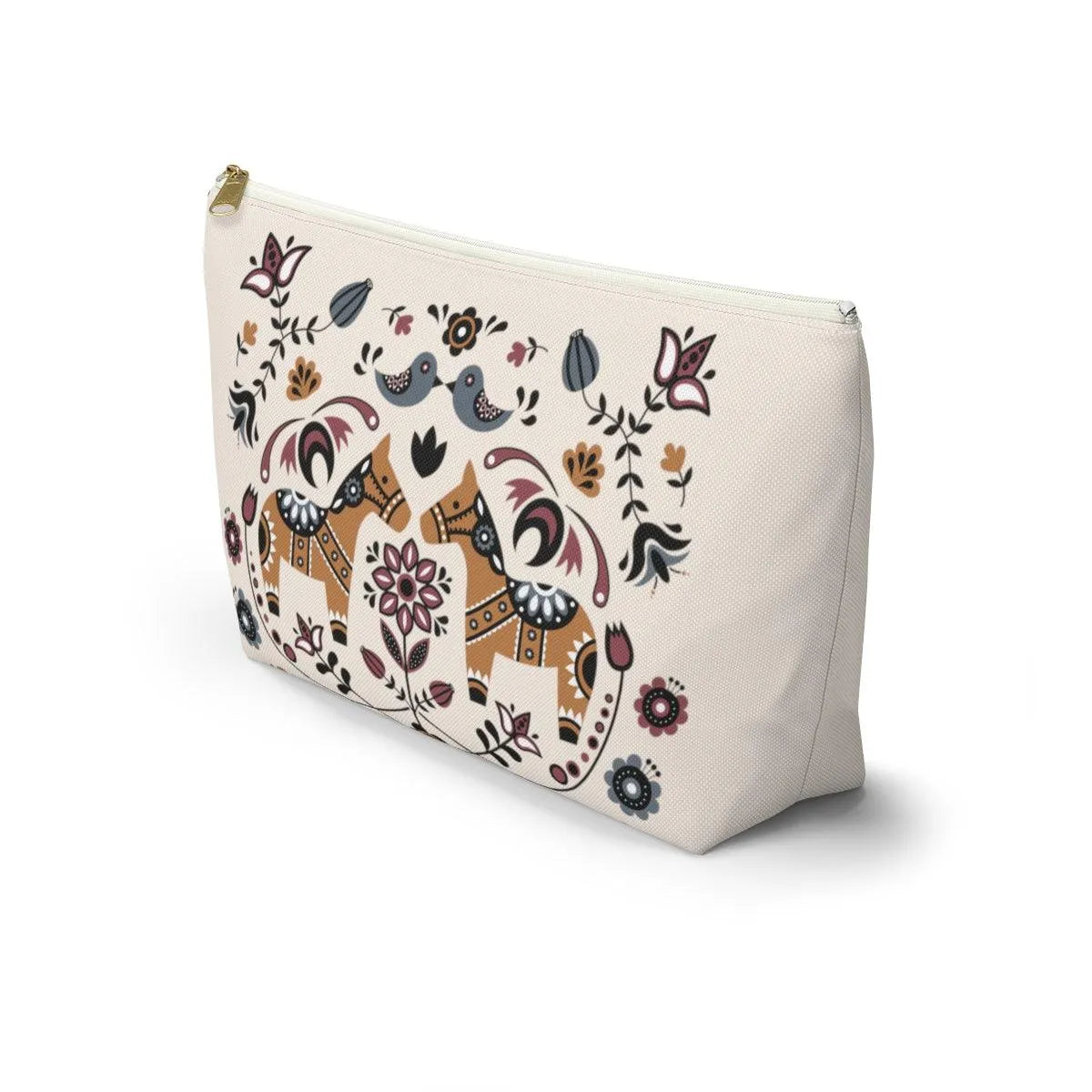 Swedish Dala Horse Beige Pouch - The Global Wanderer