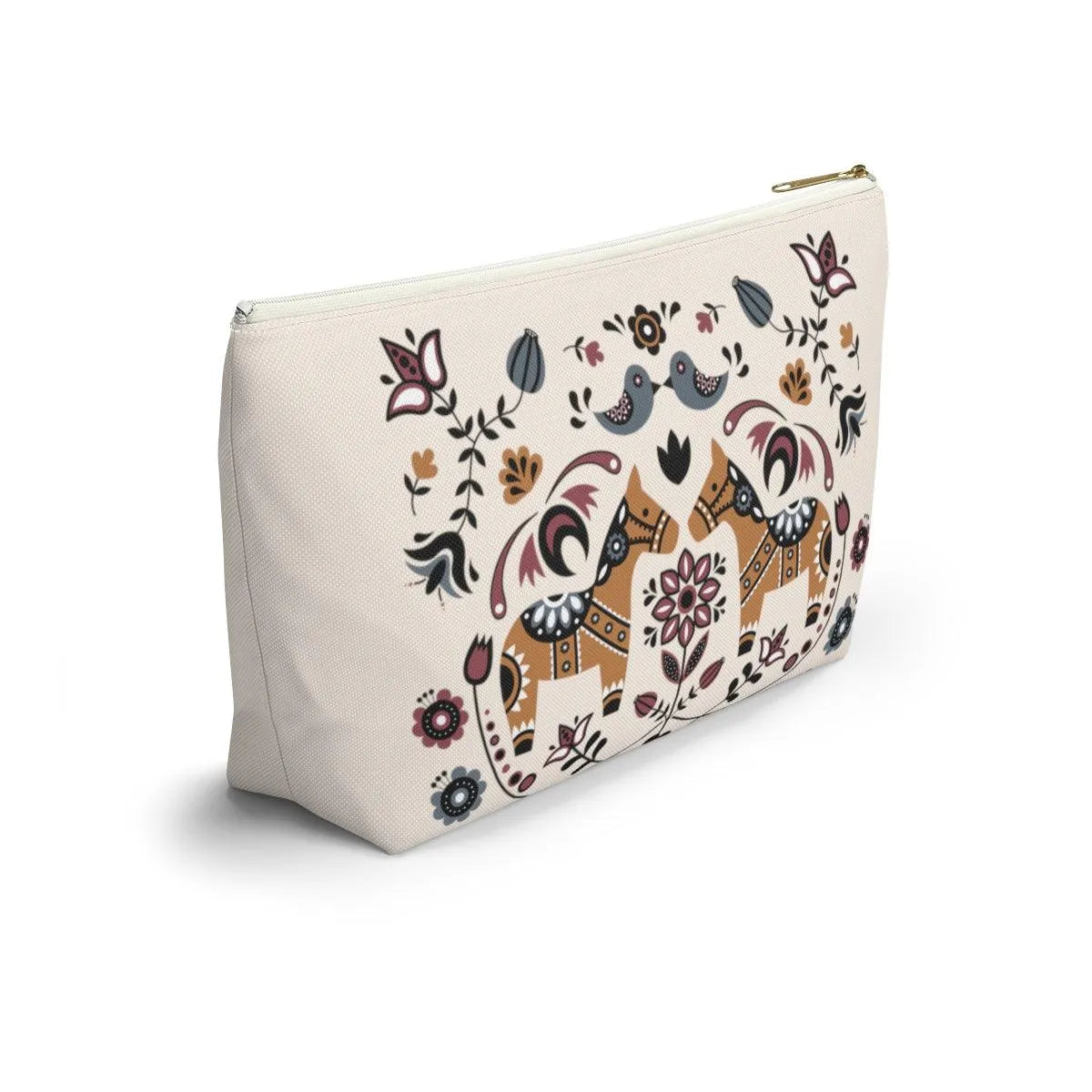 Swedish Dala Horse Beige Pouch - The Global Wanderer