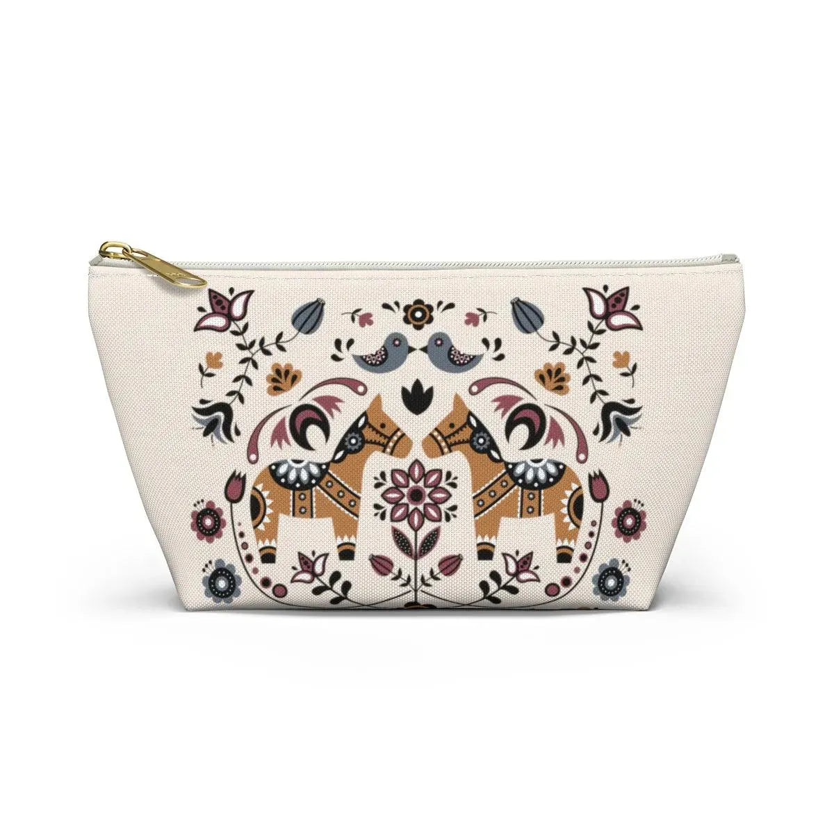 Swedish Dala Horse Beige Pouch - The Global Wanderer
