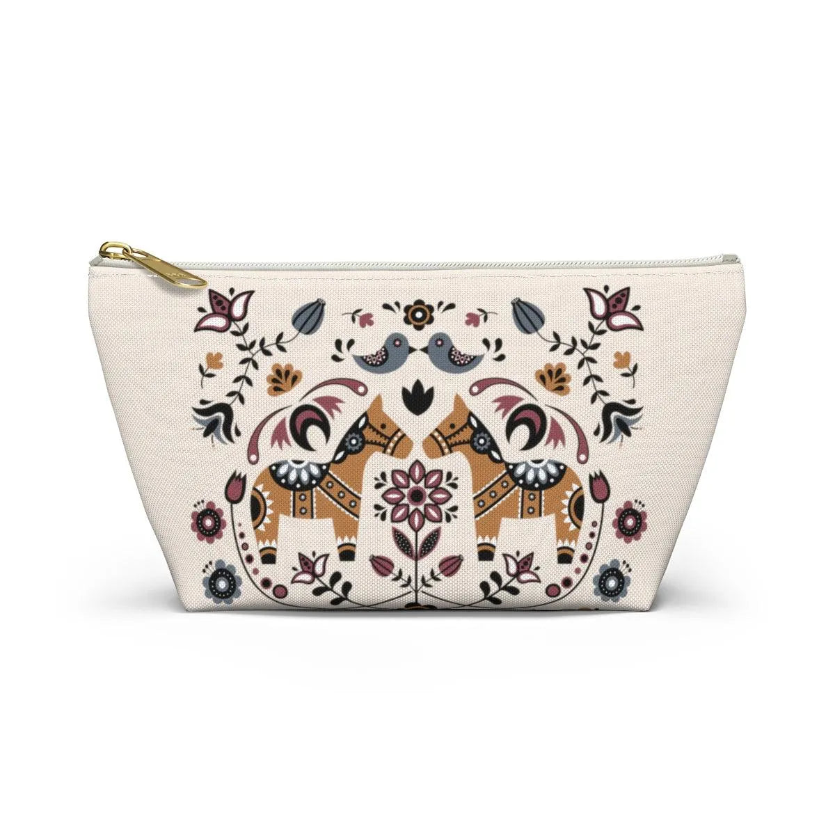 Swedish Dala Horse Beige Pouch - The Global Wanderer