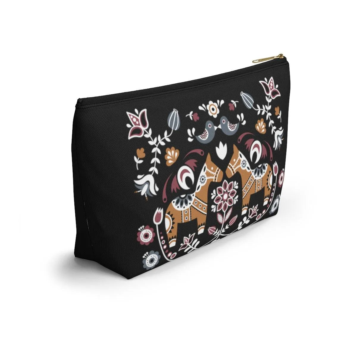 Swedish Dala Horse Black Pouch - The Global Wanderer