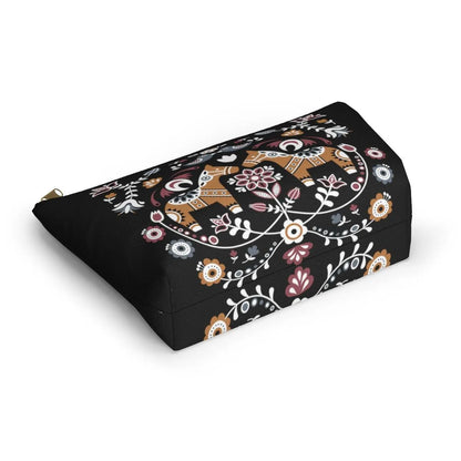 Swedish Dala Horse Black Pouch - The Global Wanderer