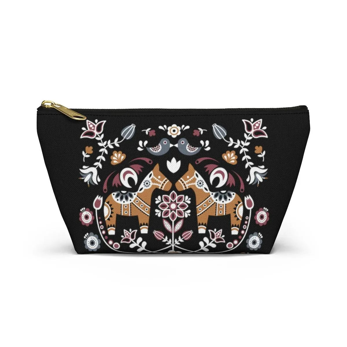 Swedish Dala Horse Black Pouch - The Global Wanderer