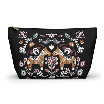 Swedish Dala Horse Black Pouch - The Global Wanderer