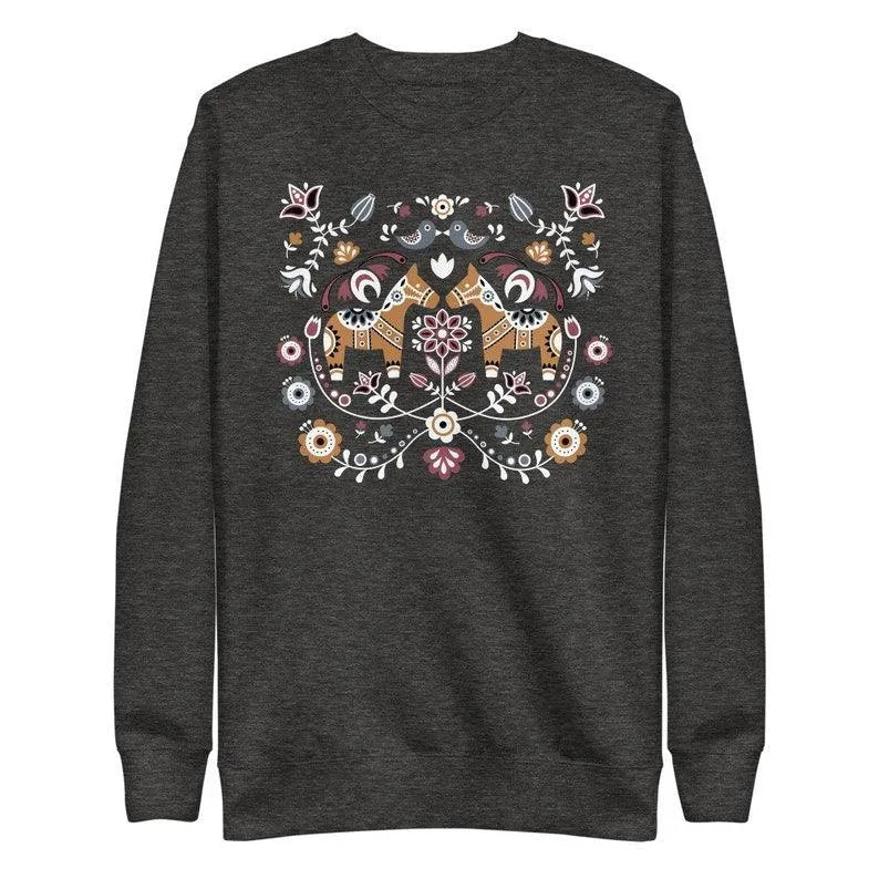 Swedish Dala Horse Fleece Sweatshirt - The Global Wanderer